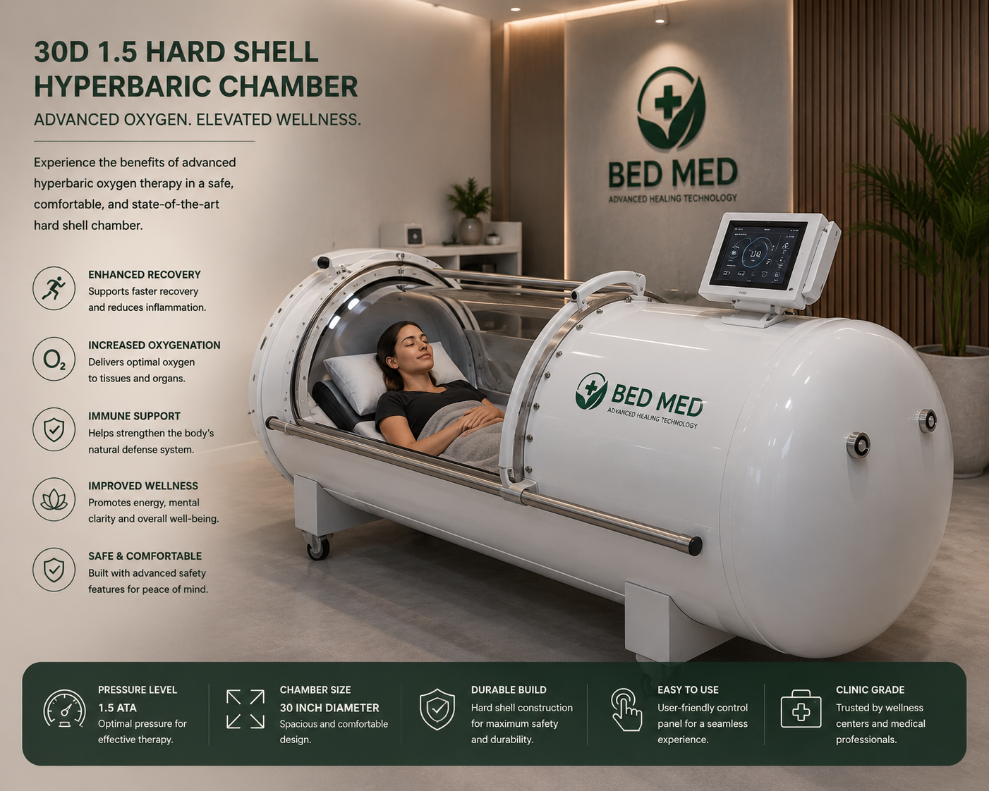 BED MED LIFE™ 30D 1.5 ATA Hard Shell Hyperbaric Chamber
